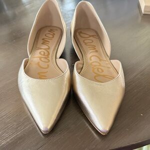 Sam Edelman Rodney Champagne Metallic Pointed Flats